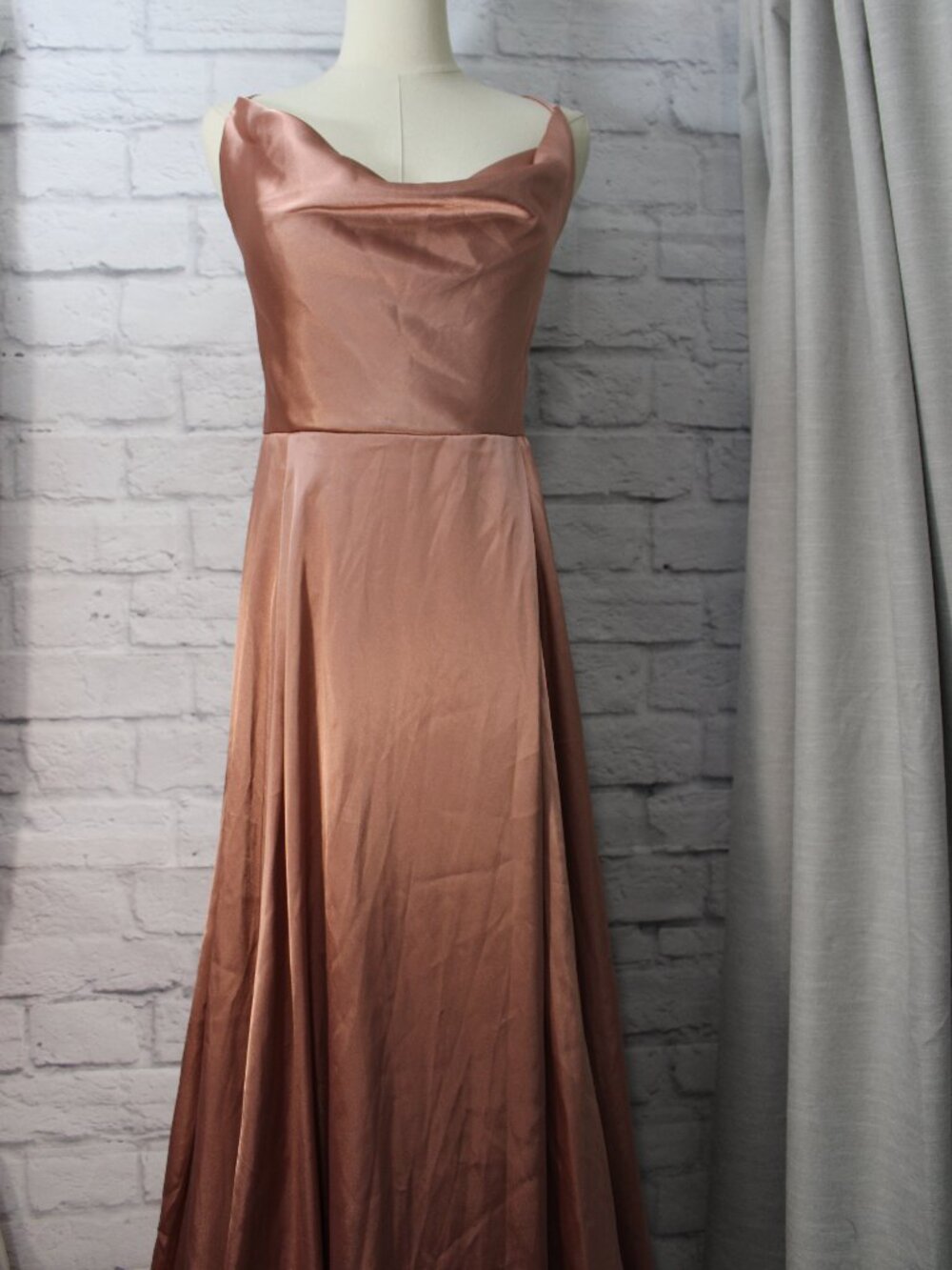 Galina Signature 14 Blush Satin Pink Strappy Criss Cross Back Floor Length Dress